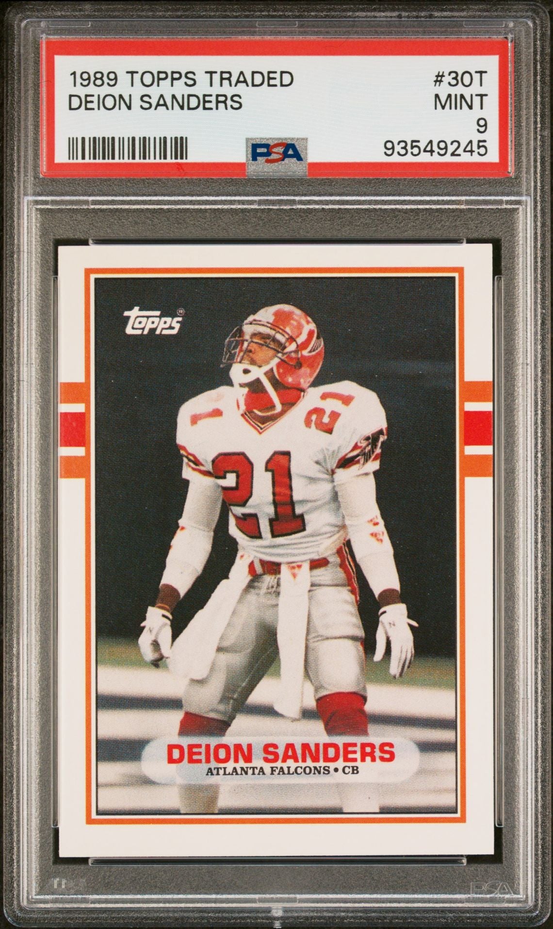 1989 Topps Traded 30T Deion Sanders RC Atlanta Falcons - HOF PSA 9